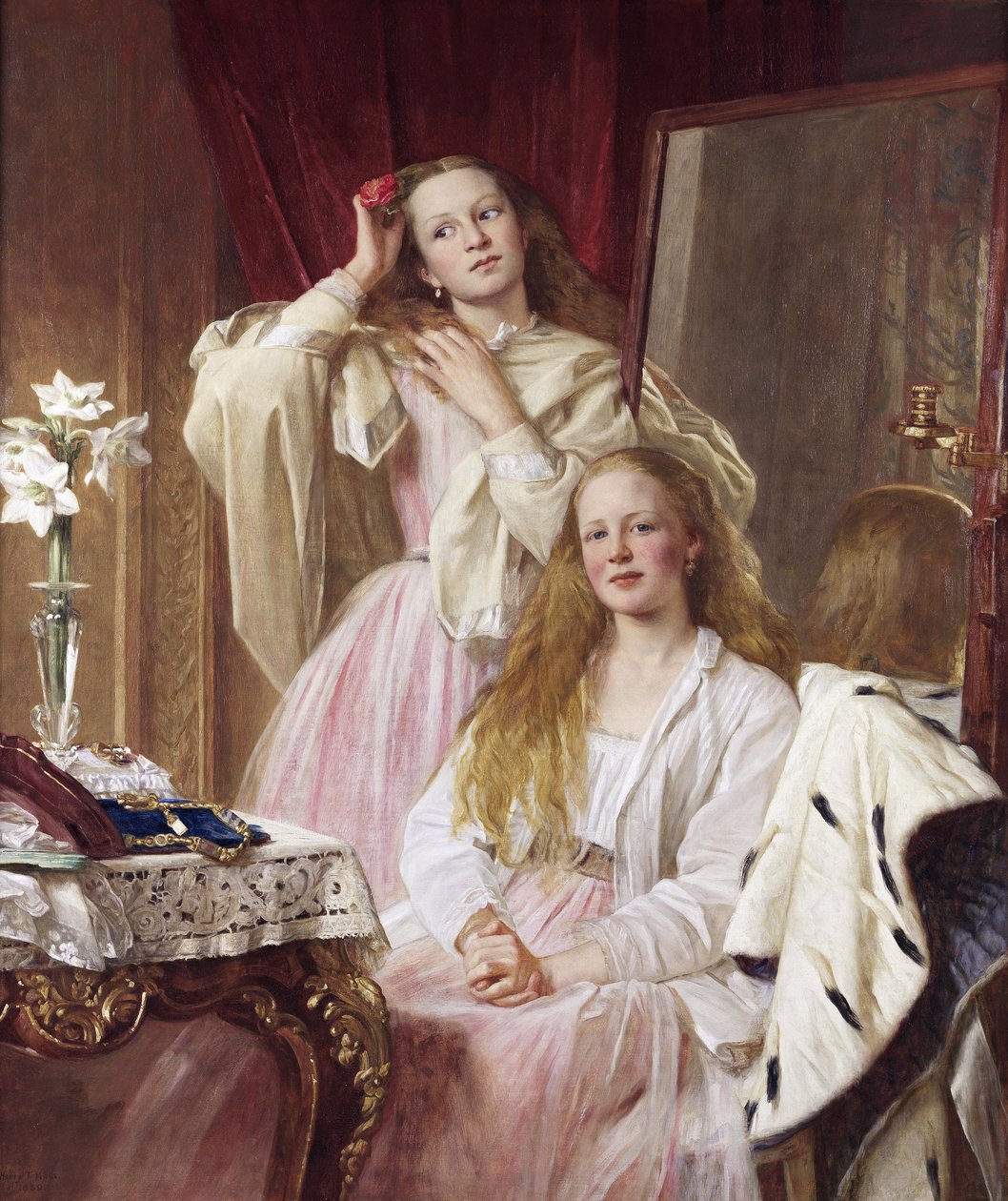Emma e Federica Bankes de Soughton Hall, por Henry Tanworth Wells de Henry Tanworth Wells