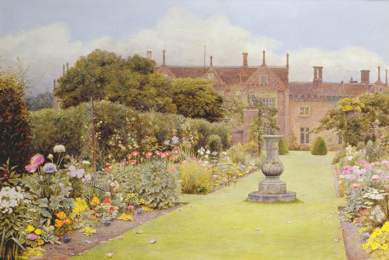 The Grass Walk, Helmingham Hall, 1892 (wc no papel) de Henry Terry