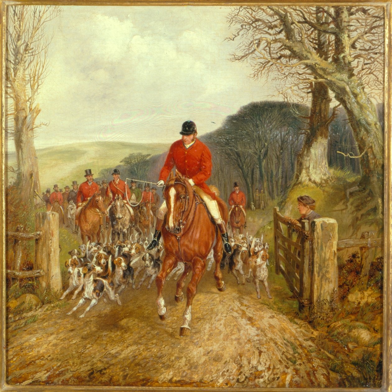 Uma caça passando por um portão de Henry Thomas Alken