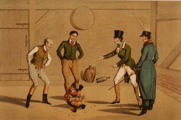 Cock Fighting, aquatinted por I. Clark, pub. por Thomas McLean de Henry Thomas Alken