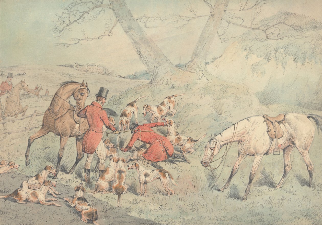 Caça à raposa: Escondida na toca de Henry Thomas Alken