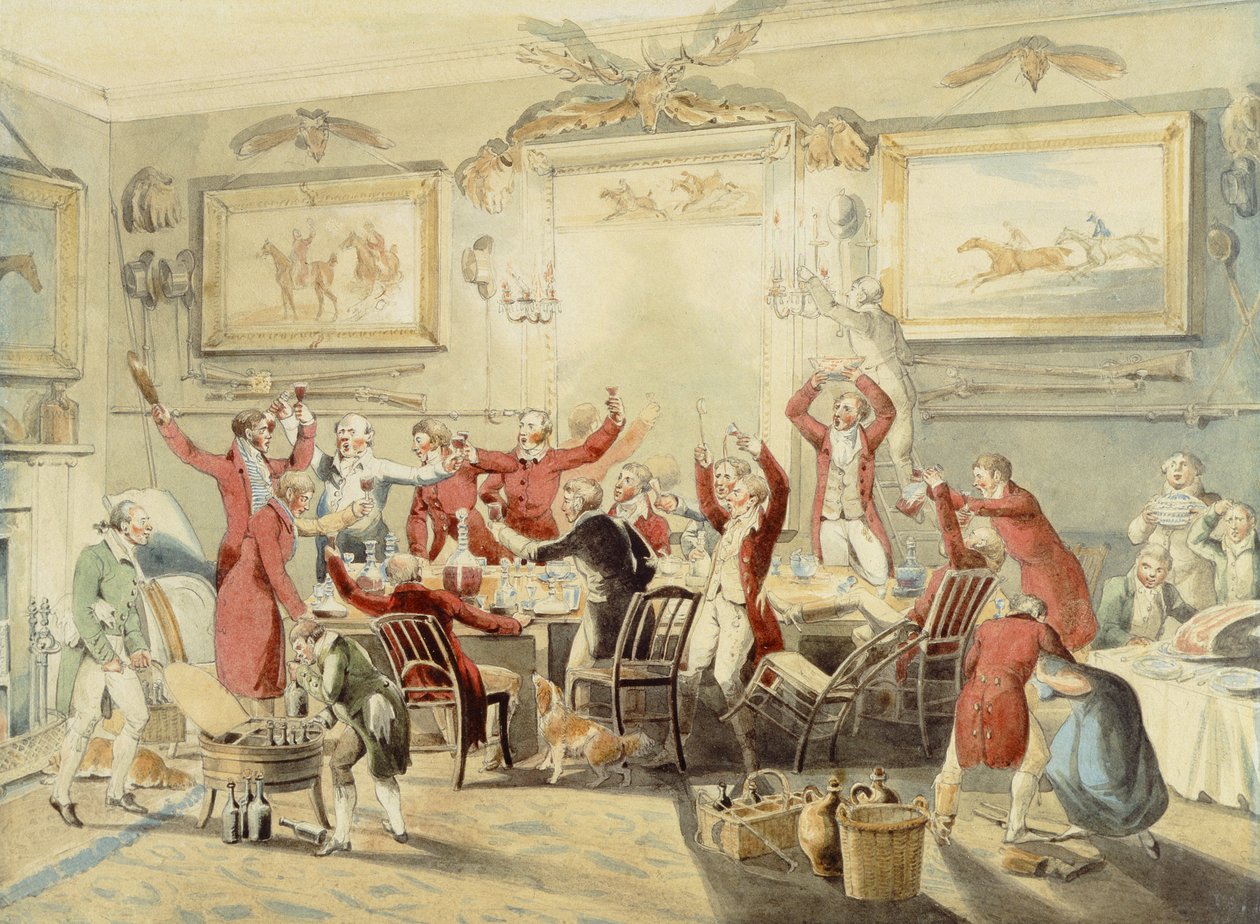 Foxhunting: The Toast (lápis e wc no papel) de Henry Thomas Alken