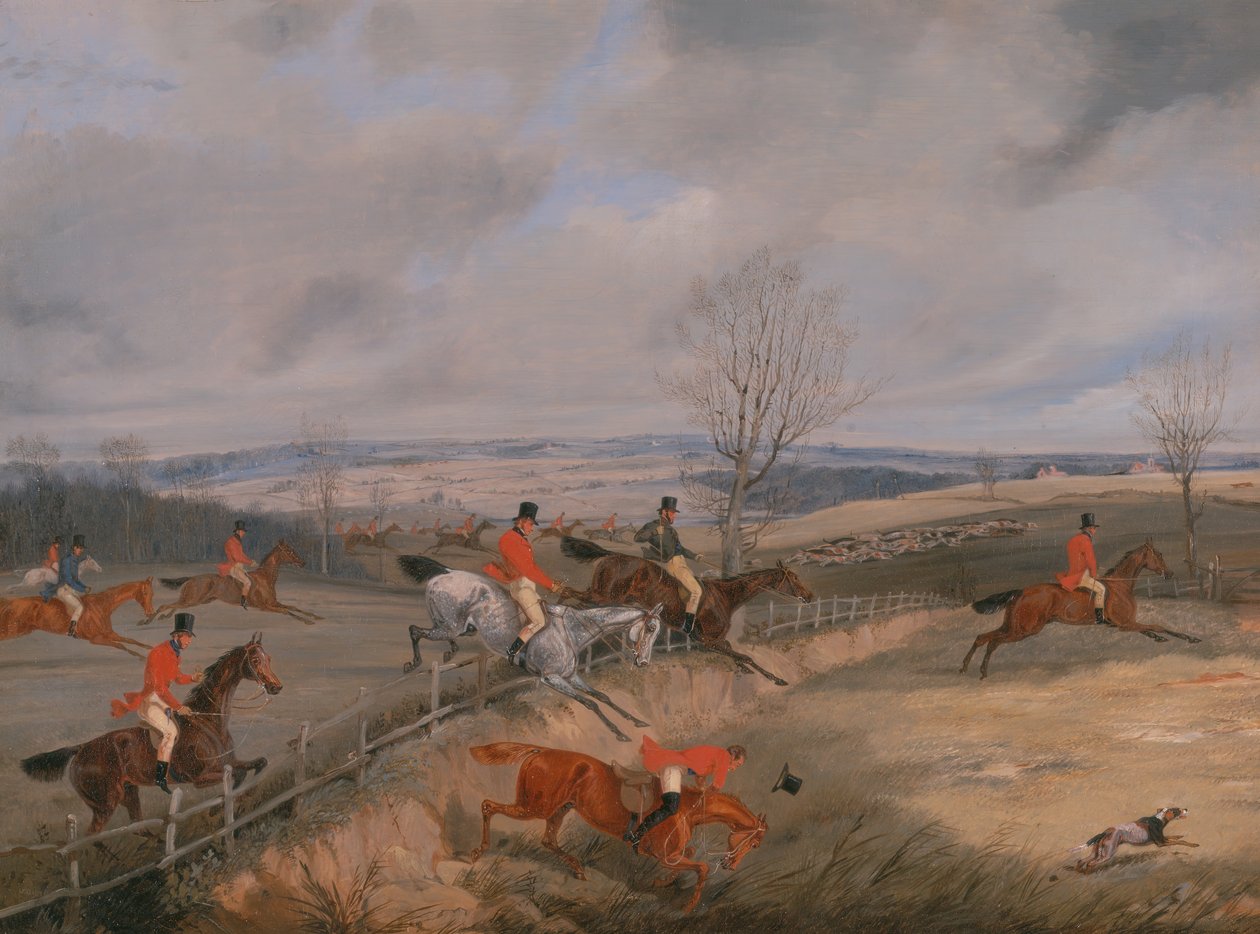 Cena de caça: desenhando a capa, ca. 1840. de Henry Thomas Alken