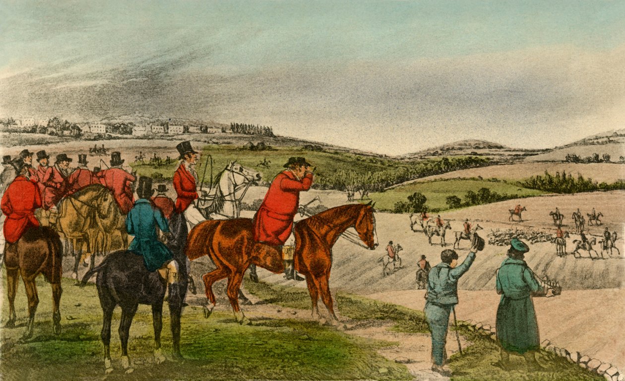 O Sr. Jorrocks telegrafa a Fox, 1838 de Henry Thomas Alken