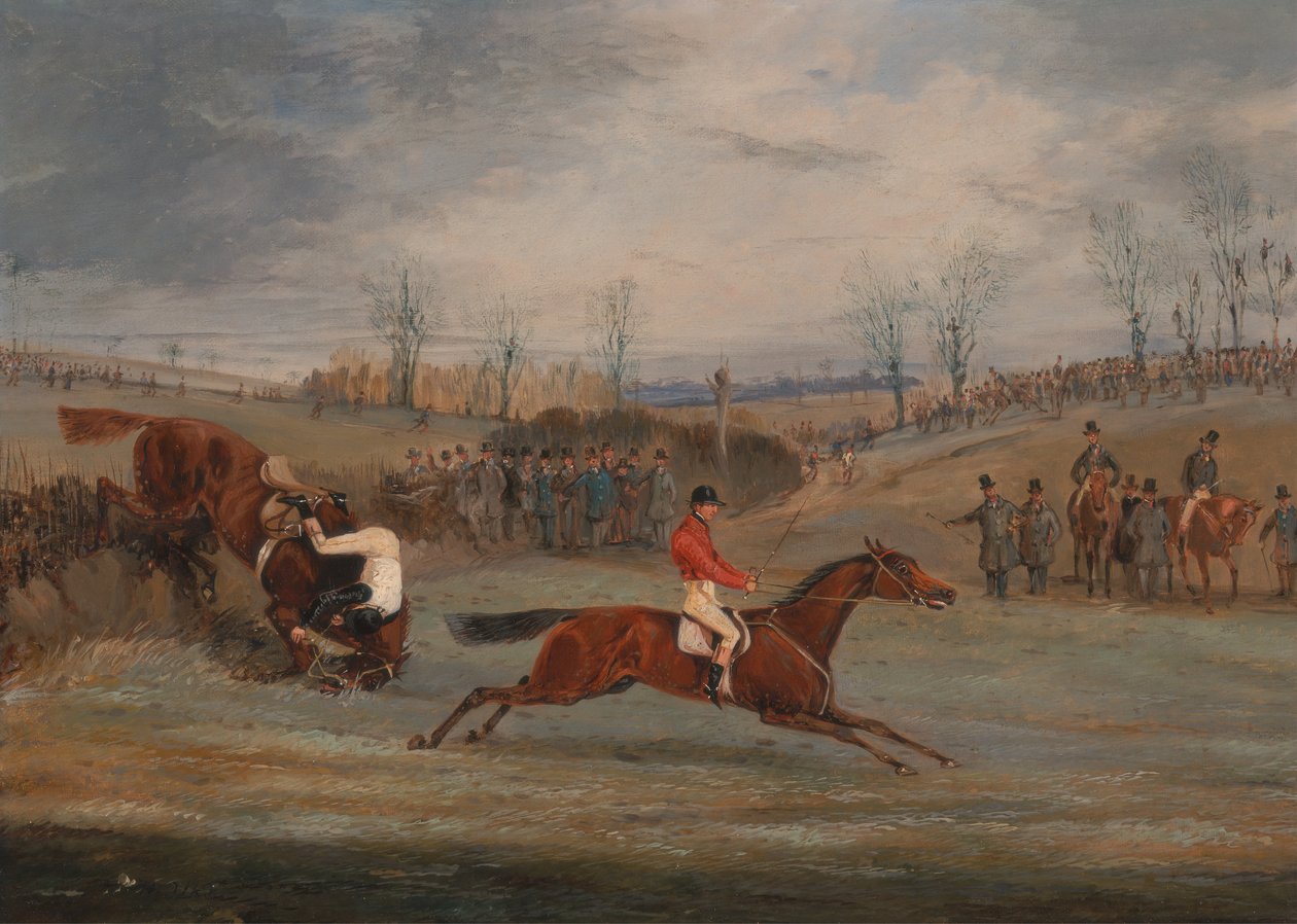 Cenas de uma corrida de obstáculos: Perto da chegada, ca. 1845. de Henry Thomas Alken