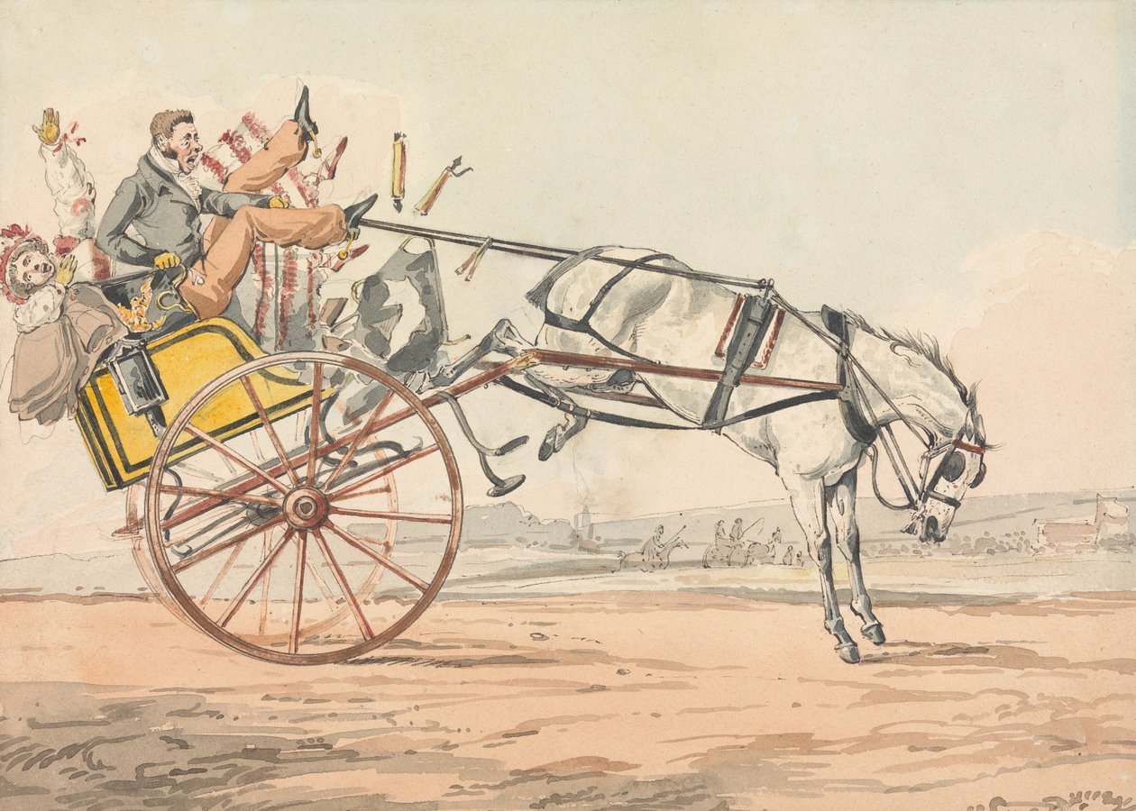 «Descobertas desportivas, ou as misérias de conduzir...» Descobre que as rédeas estão debaixo da cauda dele de Henry Thomas Alken