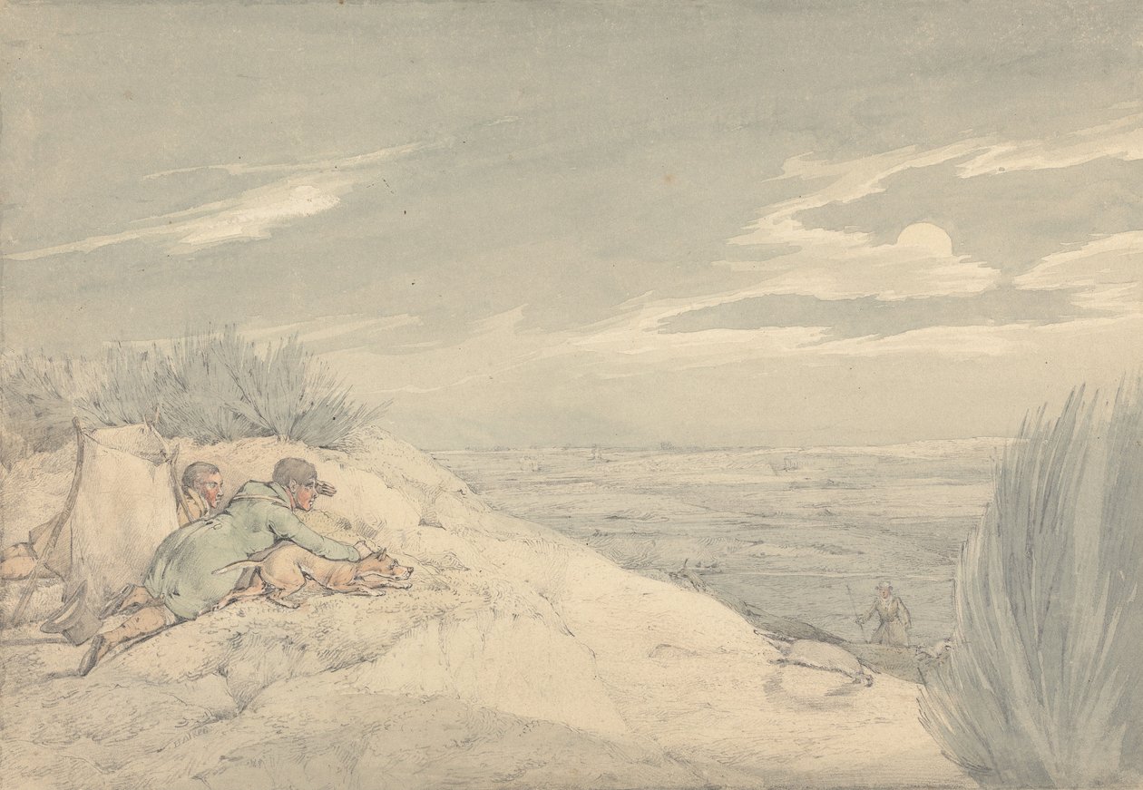 «Os desportos nacionais da Grã-Bretanha» 1821: Captura de texugos de Henry Thomas Alken