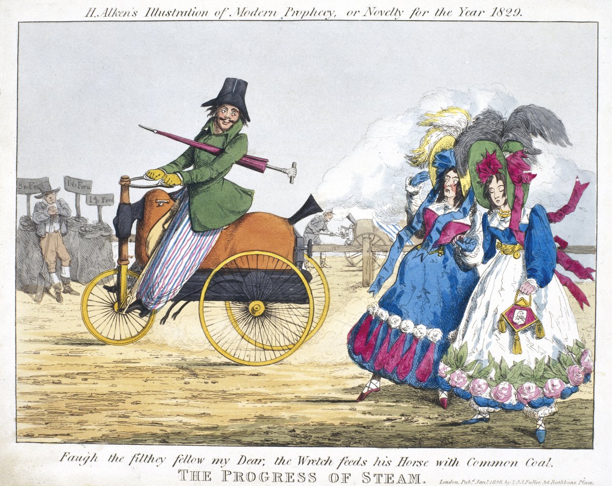 O Progresso do Vapor, 1829 (gravura colorida) de Henry Thomas Alken