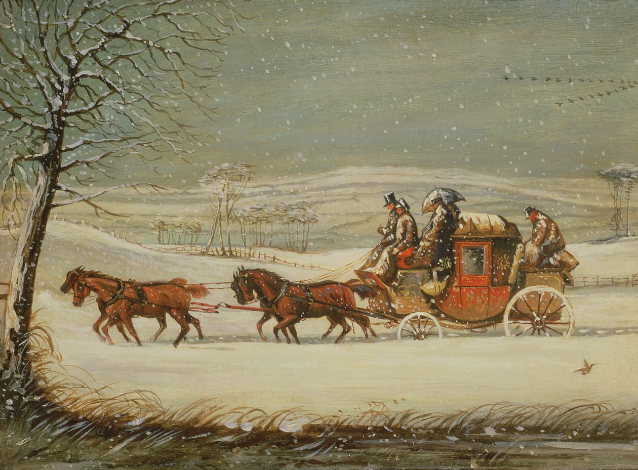 O Royal Mail no Inverno (óleo no painel) de Henry Thomas Alken