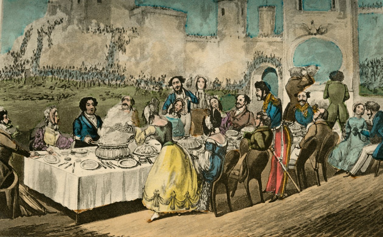 A Tabela d&39;Hôte- Water, declaro - com Worms nela, 1838 de Henry Thomas Alken