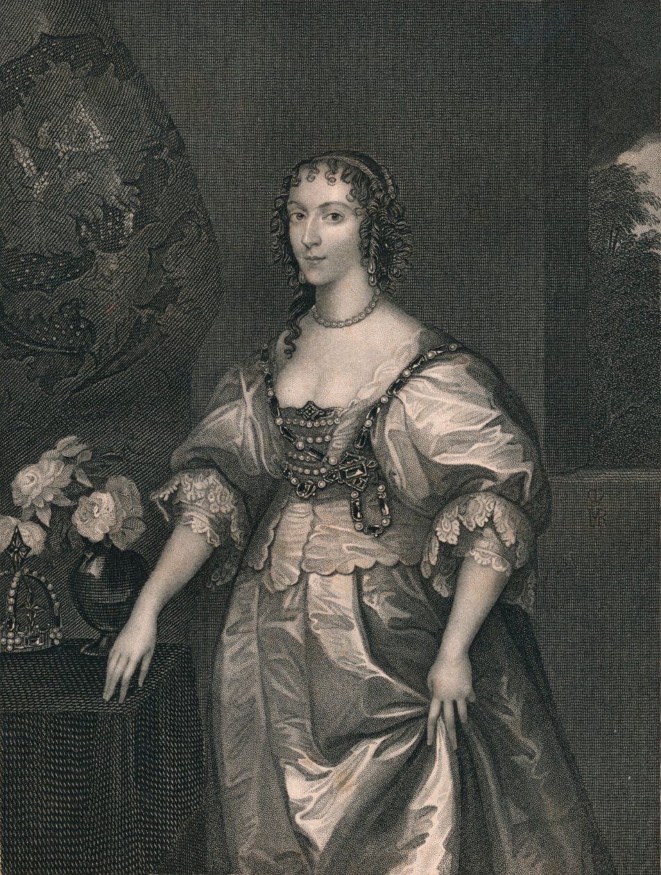 Henrietta Maria, rainha de Carlos O primeiro, início do século XIX. de Henry Thomas Ryall