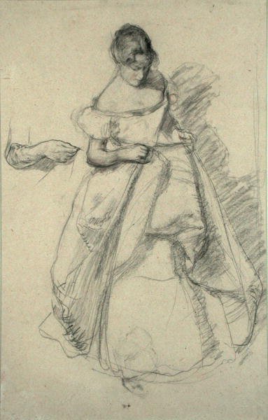Estudo de uma rapariga (giz preto com giz vermelho) de Henry Tonks