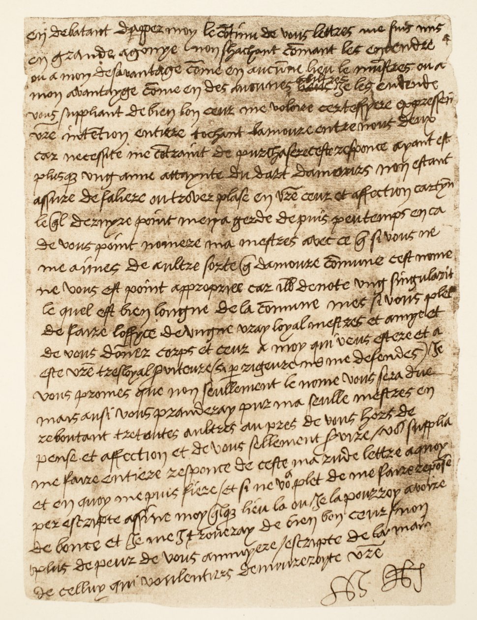 Fac-símile de uma carta de Henrique VIII a Ana Bolena, datada de 1527, pub. 1902 (colótipo) de Henry VIII (after)