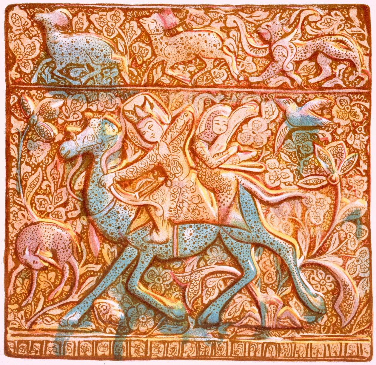 Azulejo persa lustroso: um arqueiro sassânida montado, século XIX. de Henry Wallis