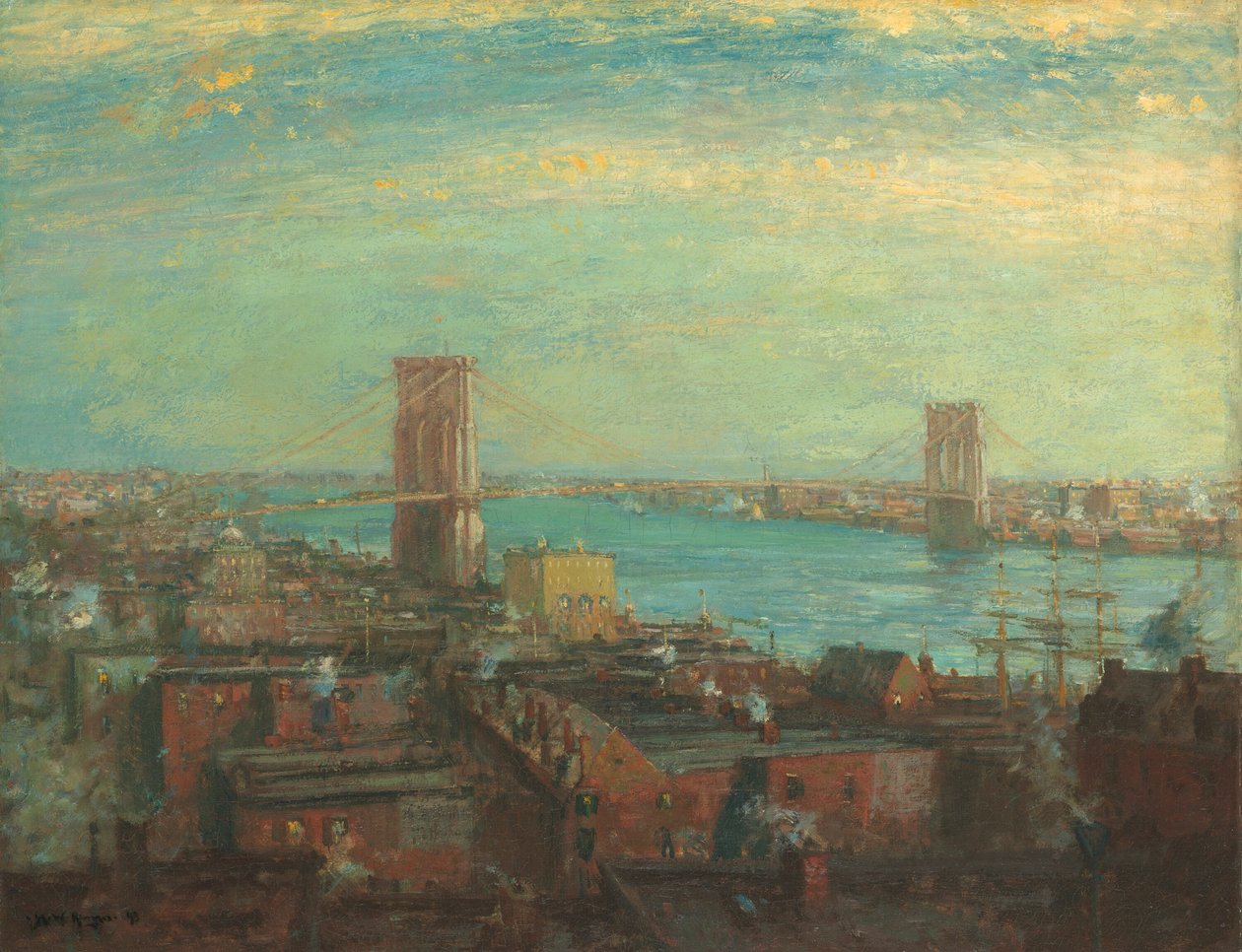 Ponte do Brooklyn, 1899. de Henry Ward Ranger