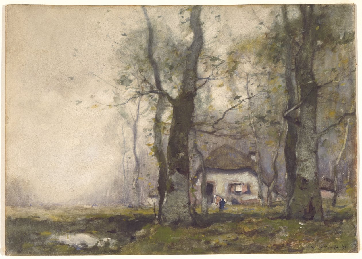 Lodge in the Woods, 1891 (wc no papel) de Henry Ward Ranger