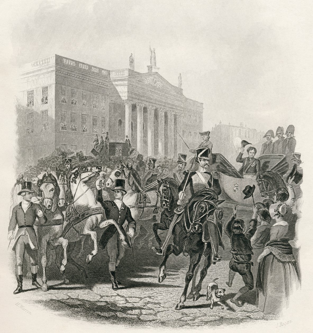 Visita de estado de George IV à Irlanda, em 12 de agosto de 1821, de "The History of Ireland", de Thomas Wright, publicado em c.1854 de Henry Warren