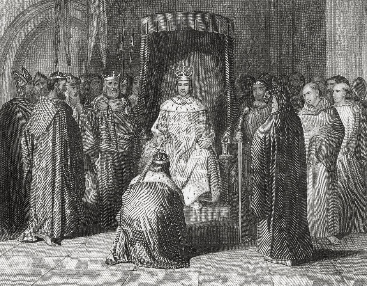 Rei Ricardo II cavaleiro dos reis de Connaught, Ulster, Thomond e Leinster em 1394, "A História da Irlanda", de Thomas Wright, publicado em c.1854 de Henry Warren