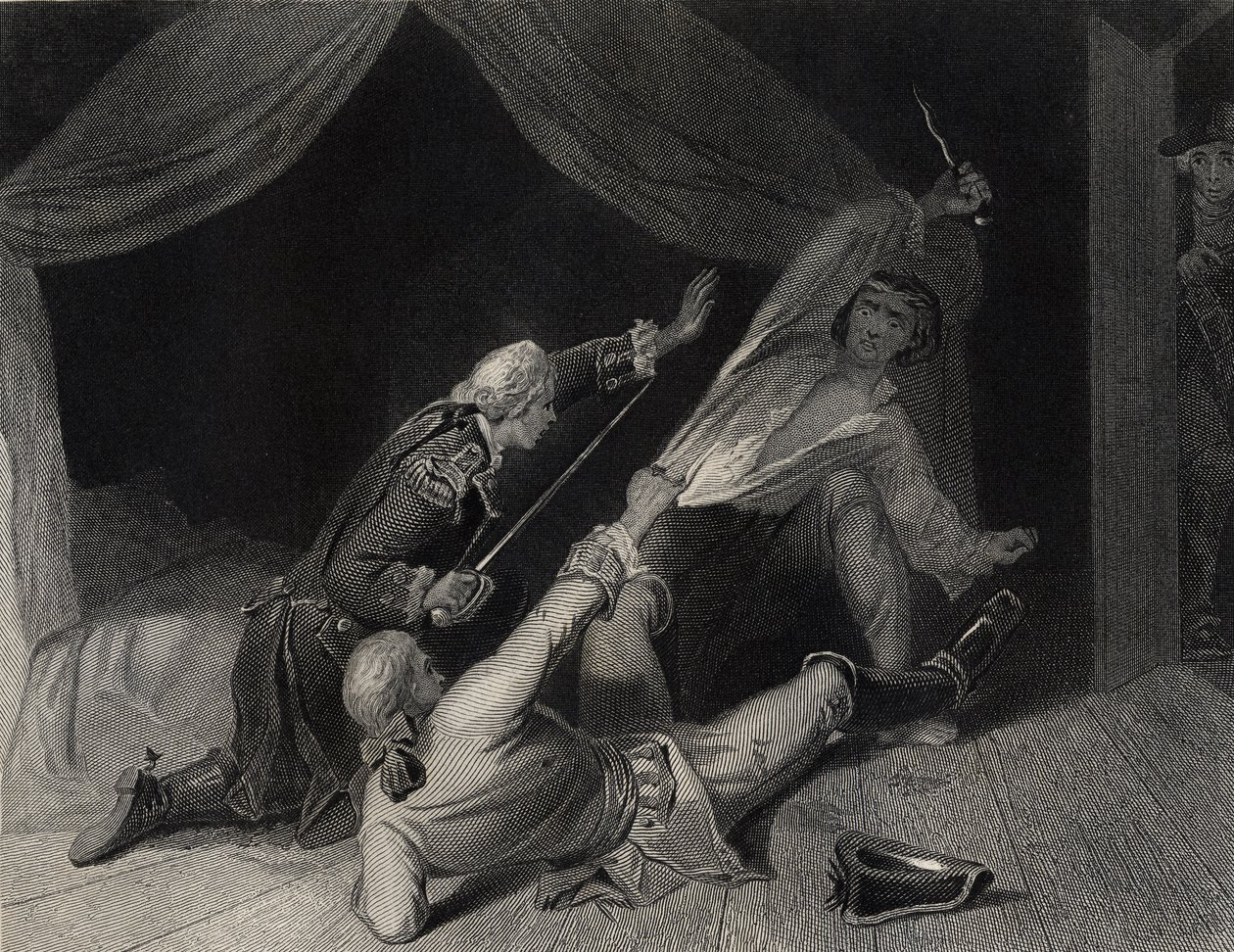 A captura de Lord Edward Fitzgerald por alta traição, gravada por J. Rogers de Henry Warren
