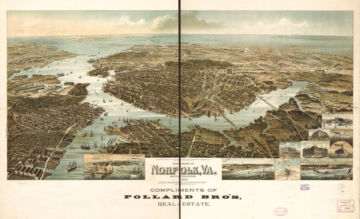 Panorama de Norfolk e arredores 1892. de Henry Wellge