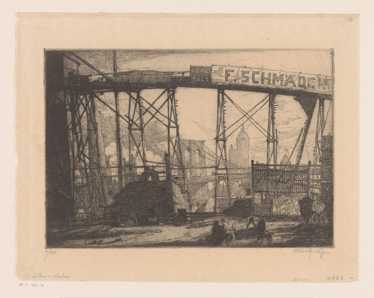 Vista de Nova York de uma oficina de Henry Wilfrid Deville (signed by artist)