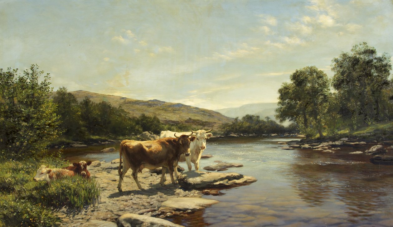 Uma Manhã Plácida sobre o Wye (óleo sobre tela) de Henry William Banks Davis