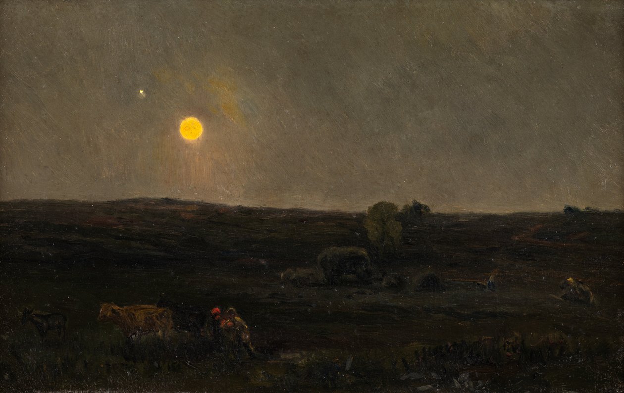 Full Moon, Picardy (óleo sobre papel) de Henry William Banks Davis