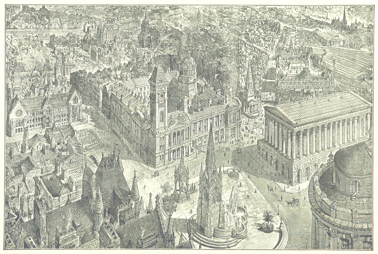 Vista panorâmica de Birmingham em 1886. de Henry William Brewer