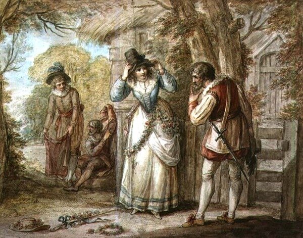 Florizel e Autolycus trocando de roupa de Henry William Bunbury