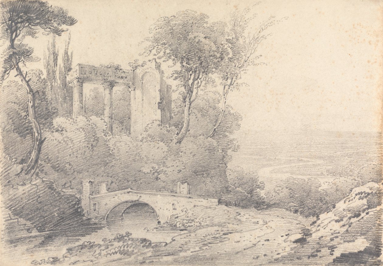 Paisagem com Ruínas e Ponte de Henry William Burgess