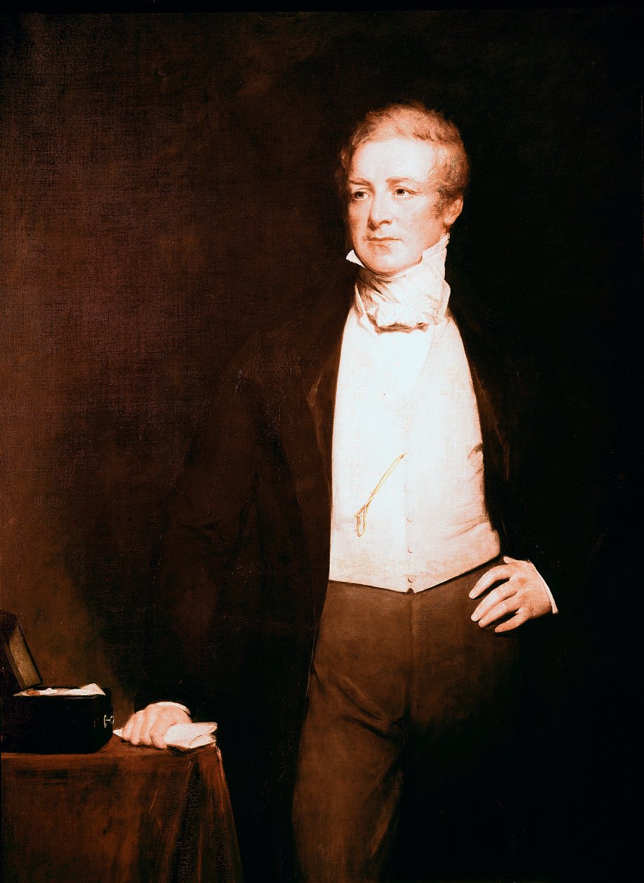 Retrato de Sir Robert Peel (1788-1850), pintura política de Henry William Pickersgill (1782-1875) século 19 240,7 x 147 cm, Londres, National Portrait Gallery de Henry William Pickersgill