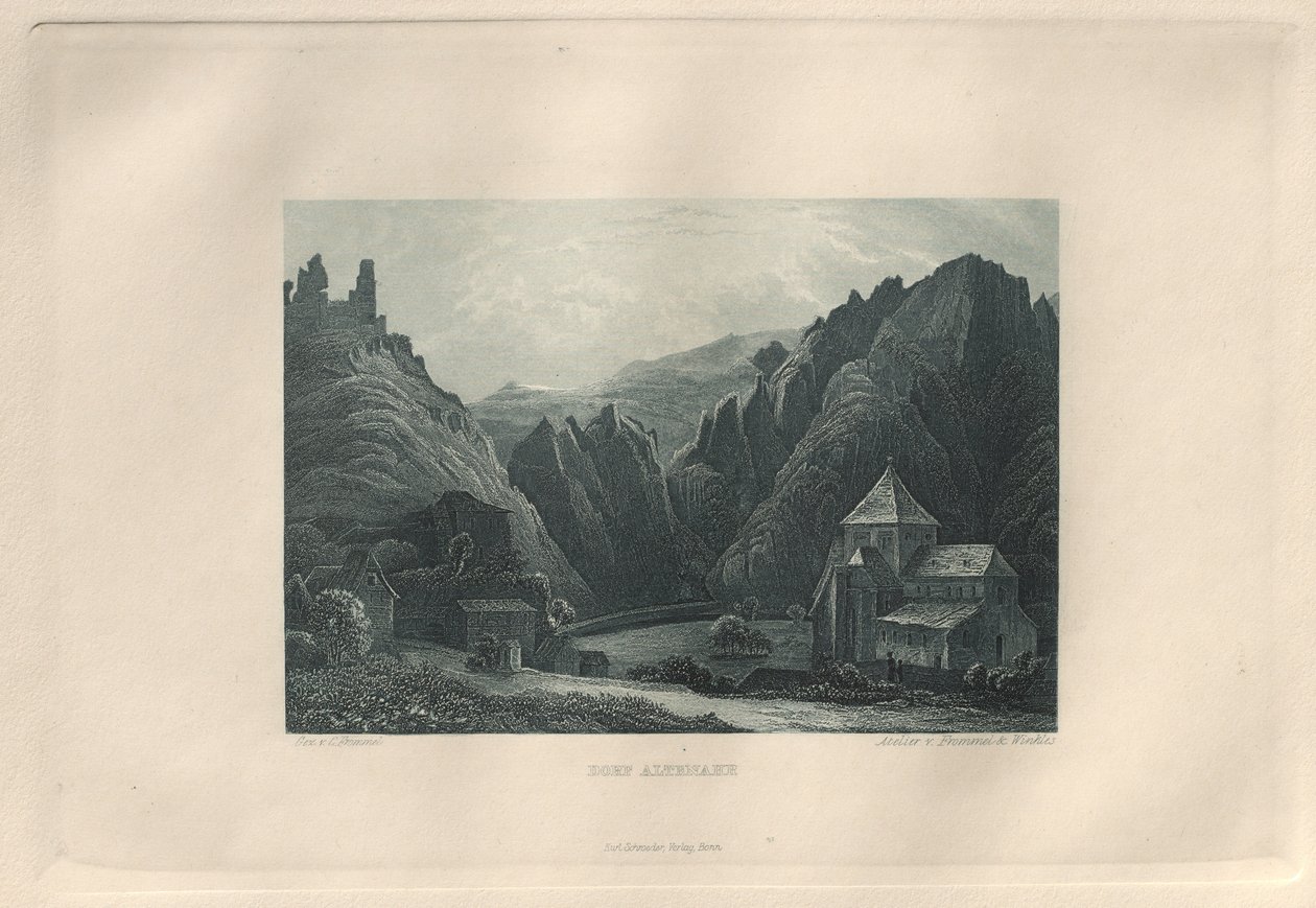 A pitoresca e romântica Renânia: Altenahr village, 1928. de Henry Winkles