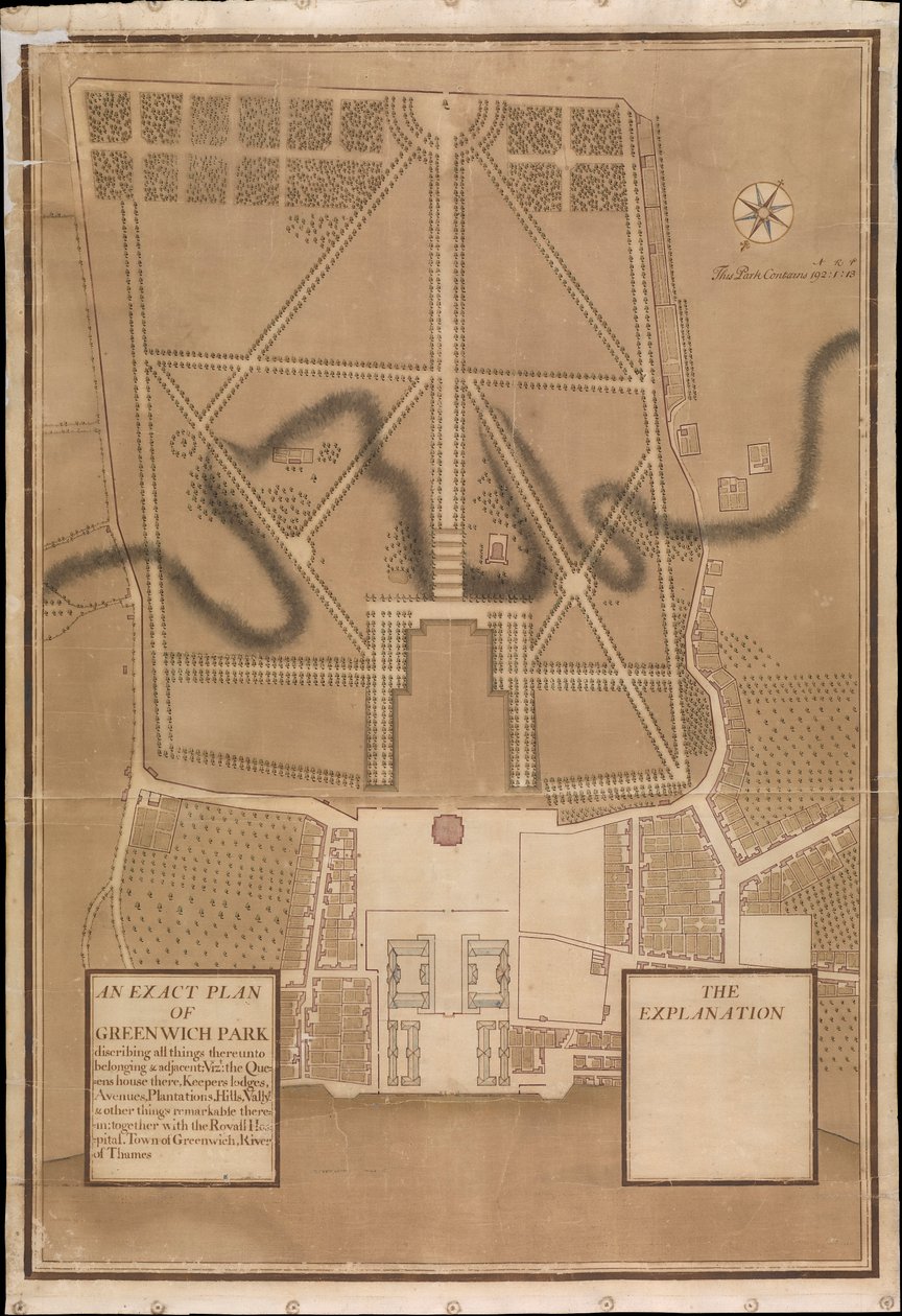 Um plano exato de Greenwich Park, c.1700 (tela) de Henry Wise