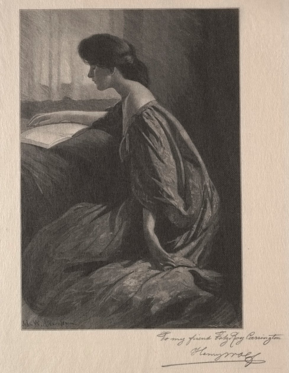 Menina lendo em uma janela. de Henry Wolf