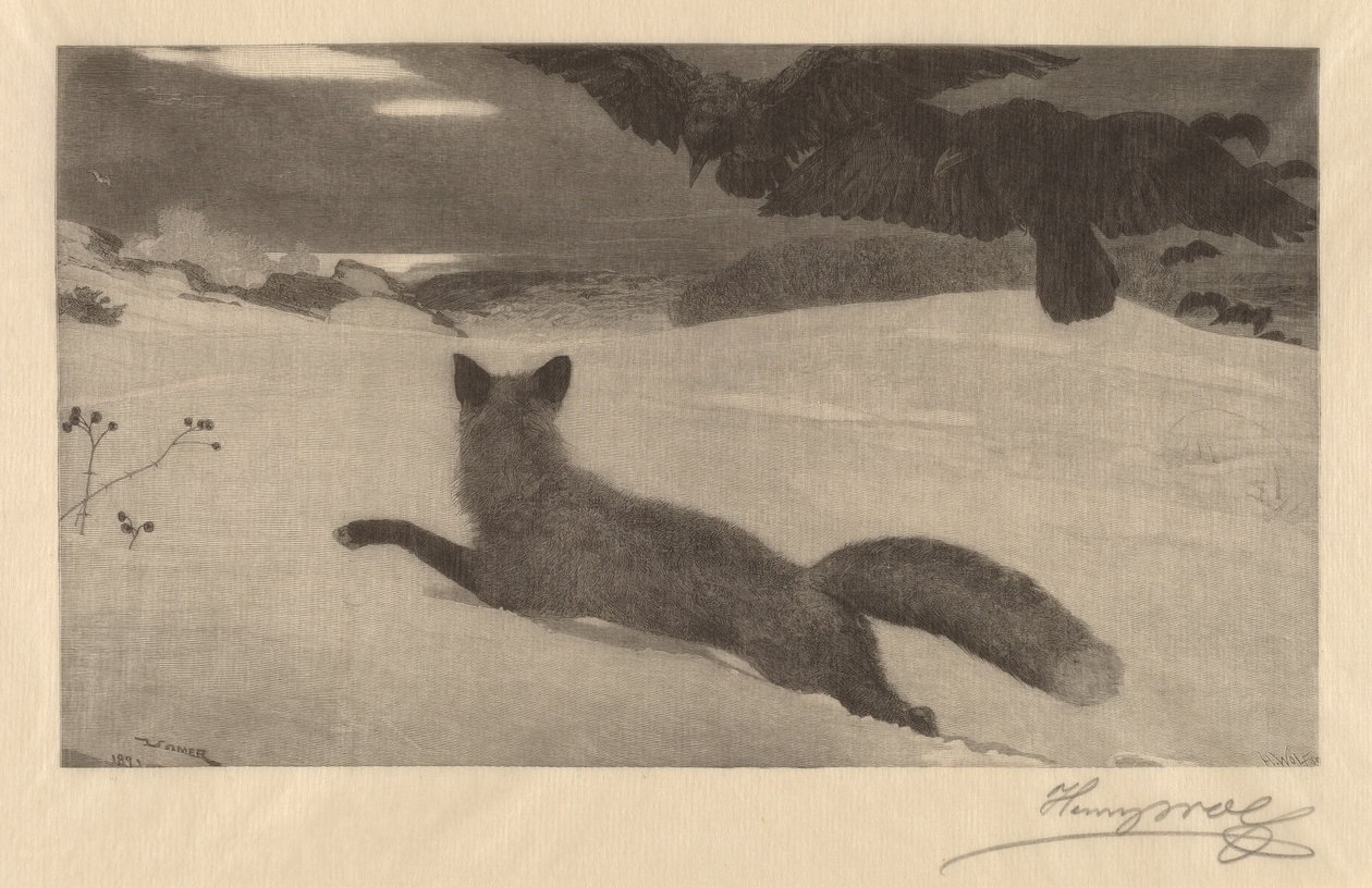 Inverno, a caça à raposa de Henry Wolf after Winslow Homer