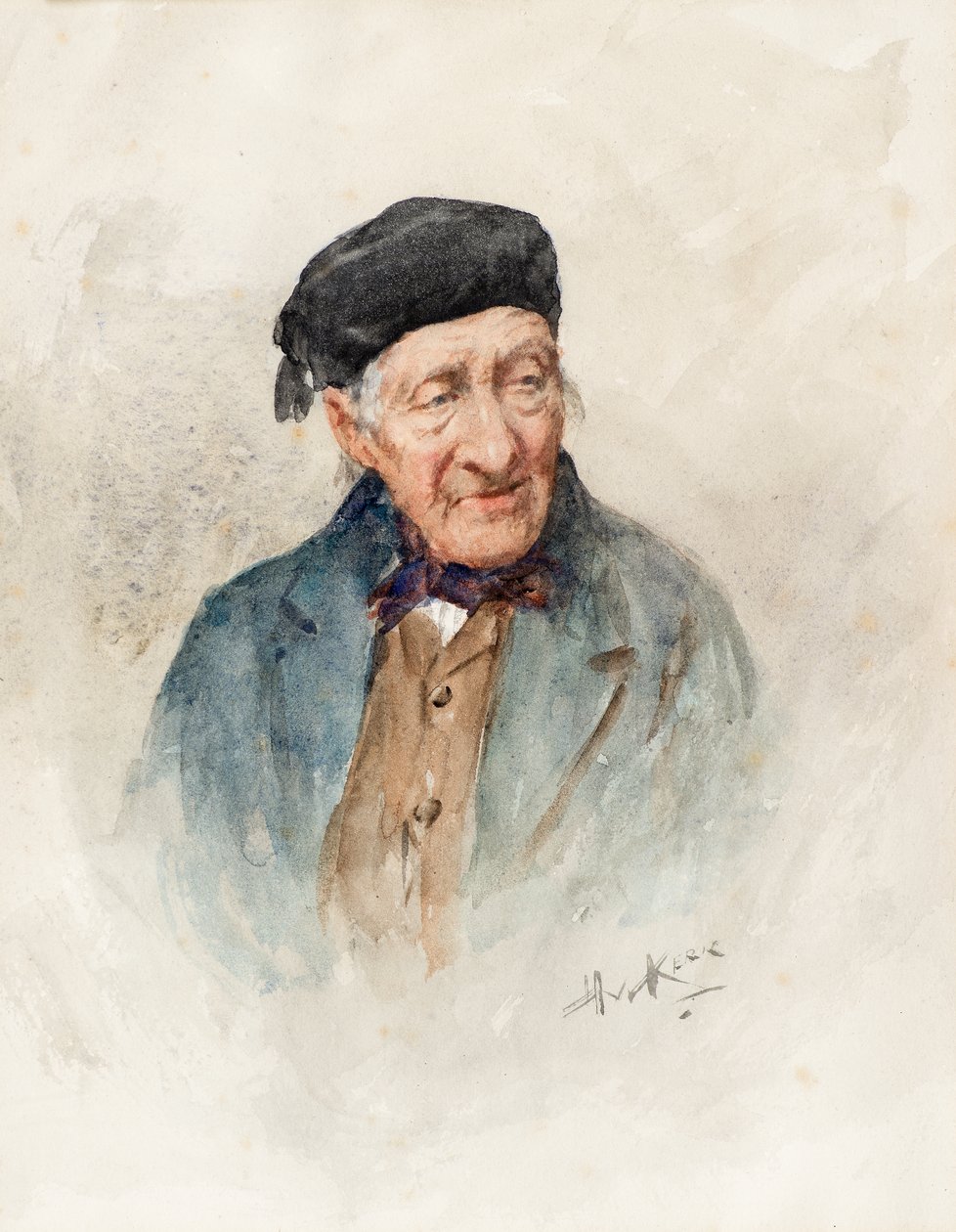 Retrato de um homem velho (aguarela) de Henry Wright Kerr