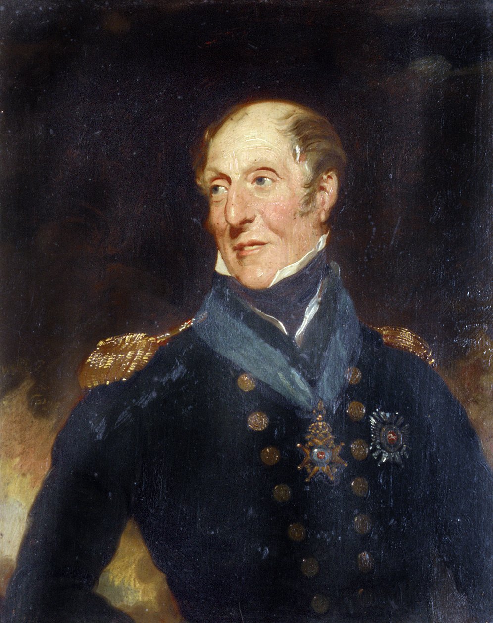 Retrato do contra-almirante Sir Charles Cunningham (1755-1834). Óleo sobre madeira de Henry Wyatt