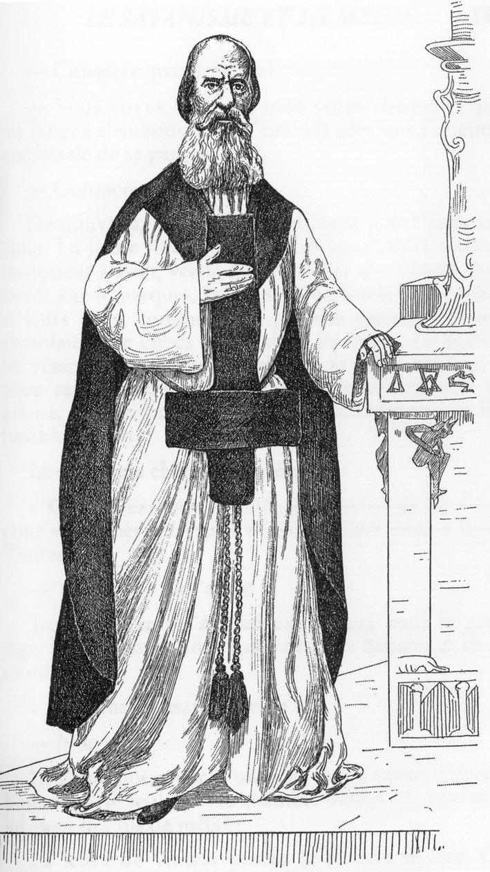 Retrato de Pierre Eugene Ventras (1807-1875) (Pierre-Michel-Elijah) trabalhador fingindo ser a reencarnação do profeta Elie Desenho de Henry de Malvost de "Satanismo e Magia" de Jules Bois 1895 Colecção privada de Henry de Malvost