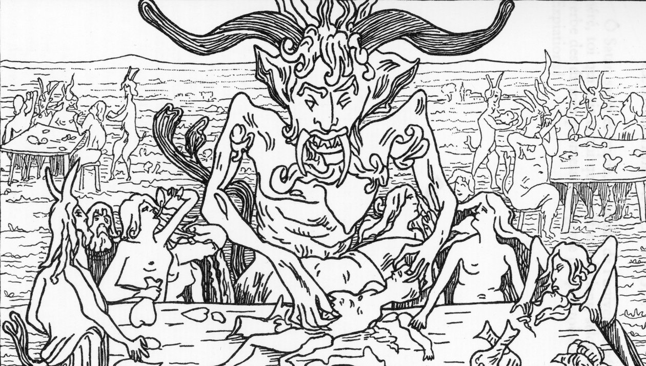 O banquete de Satanás Desenho de Henry de Malvost de "Satanismo e Magia" de Jules Bois 1895 Colecção privada de Henry de Malvost