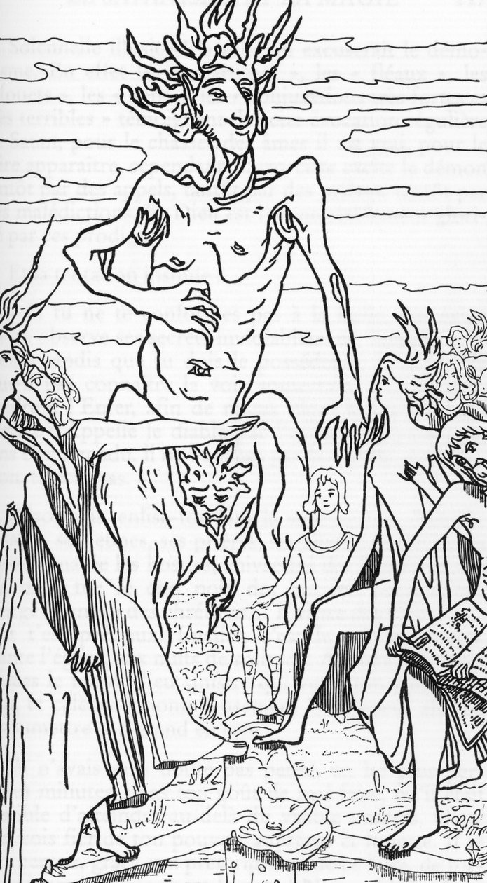 Os seguidores de Satanás atropelando o Cristo Desenho de Henry de Malvost de "Satanismo e magia" de Jules Bois 1895 Colecção privada de Henry de Malvost