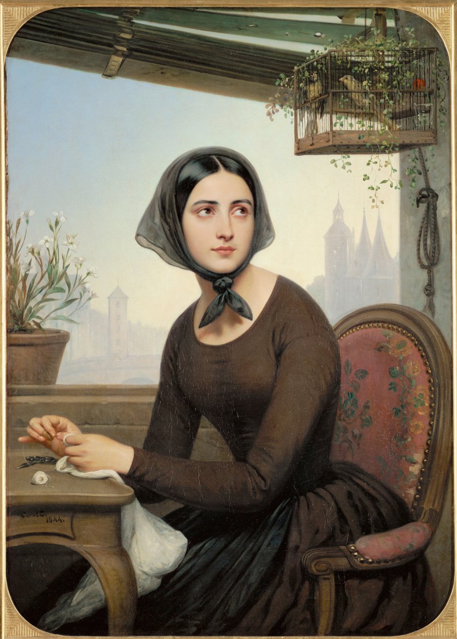 Rigolette durante a ausência de Germain (pintura sobre tela) de Henry de Valcourt Kip