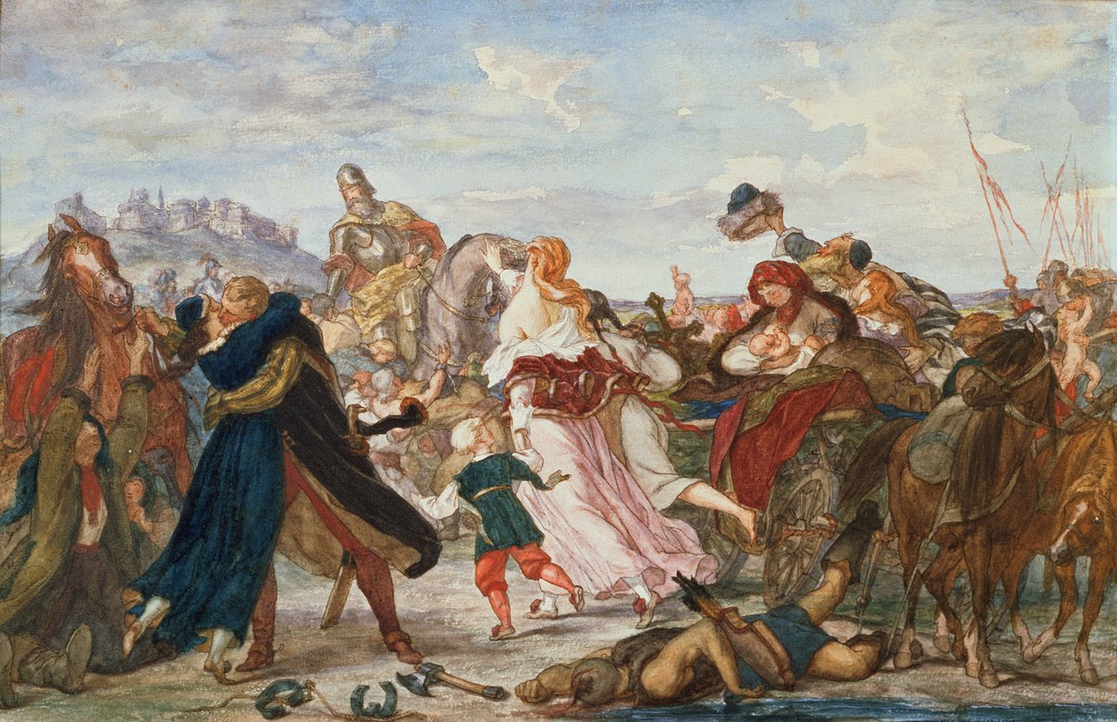 Hetman Koniecpolski Liberando prisioneiros dos tártaros em 1624, 1875-76 de Henryk Hipolit Rodakowski