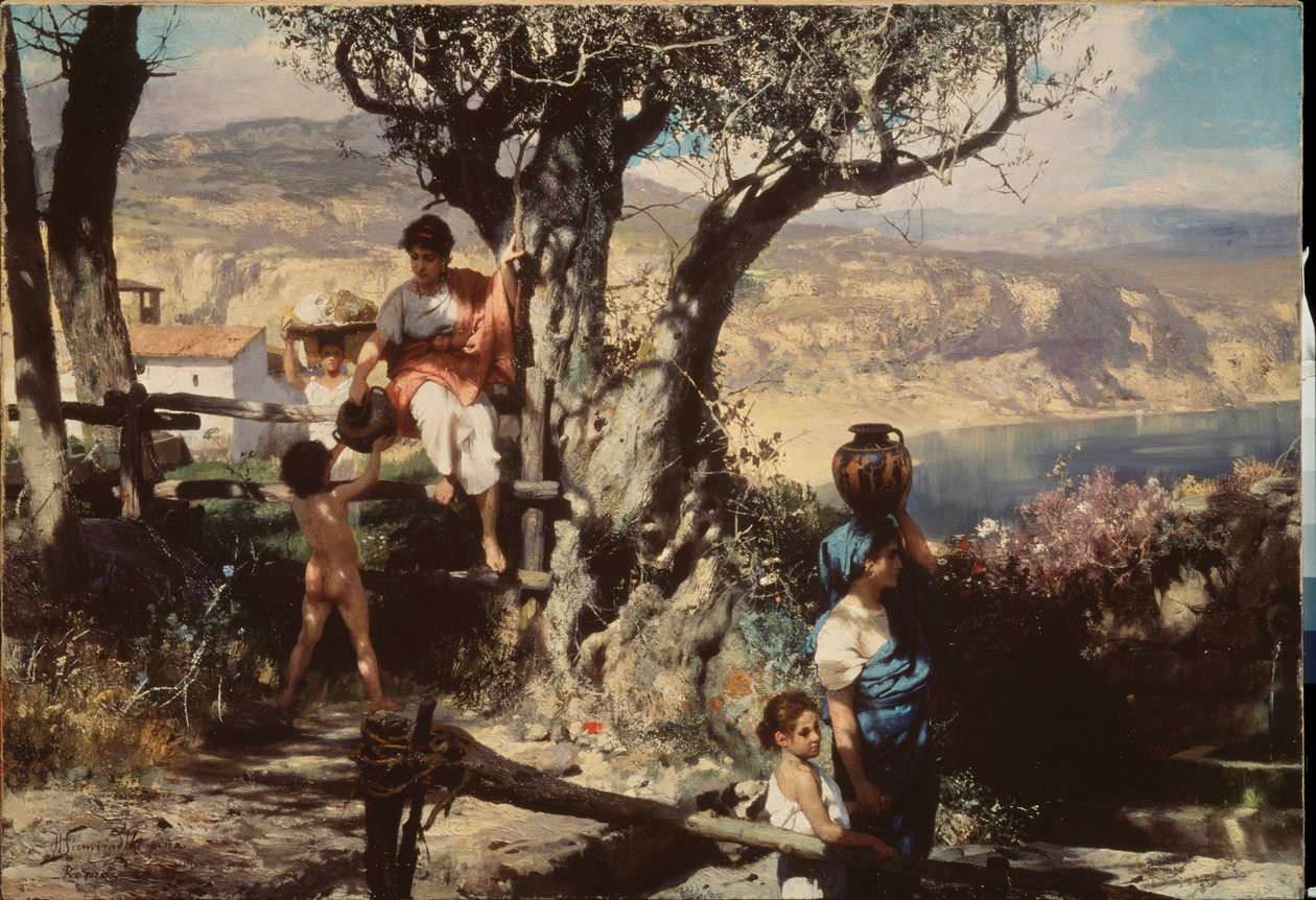 Roma antiga. Em uma vila. Pintura de Henryk Siemiradzki (1843-1902), óleo sobre tela. arte polonesa de Henryk Siemieradzki