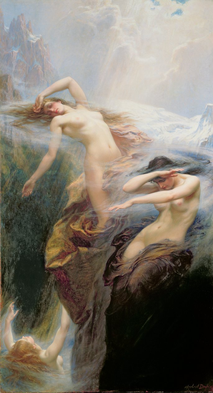 As névoas da montanha ou, Clyties da névoa, 1912 de Herbert James Draper