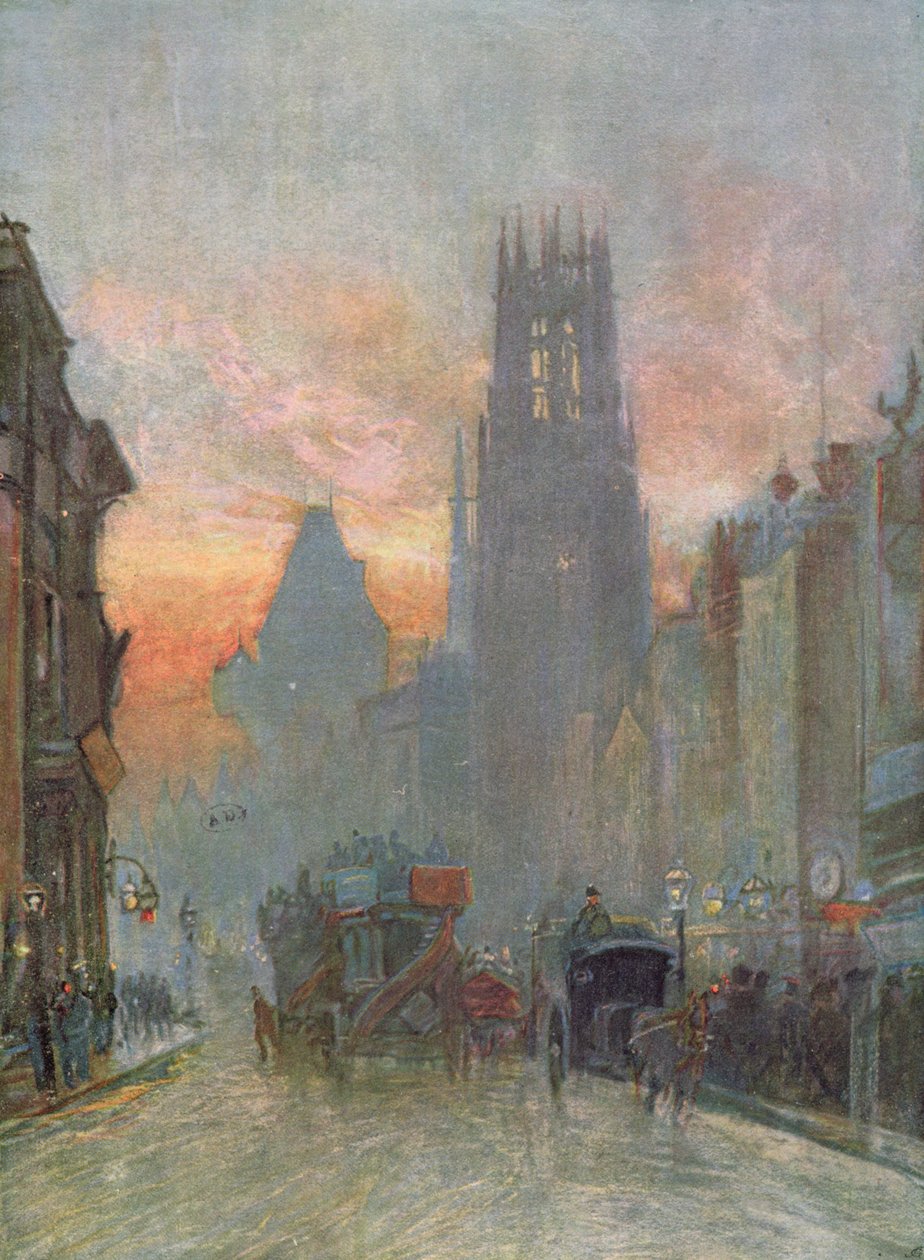 Vista, olhar baixo, frota, rua, londres, tarde, 19o século de Herbert Menzies Marshall