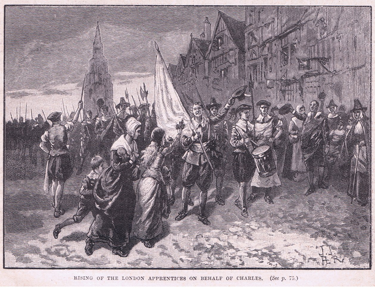 Ascensão dos aprendizes de Londres em nome de Charles I AD 1648 de Herbert Railton