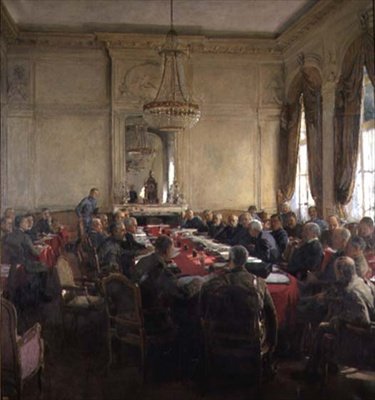 Uma Reunião do Conselho Superior Interalista no Palácio Trianon, Versalhes Julho de 1918 de Herbert Arnould Olivier