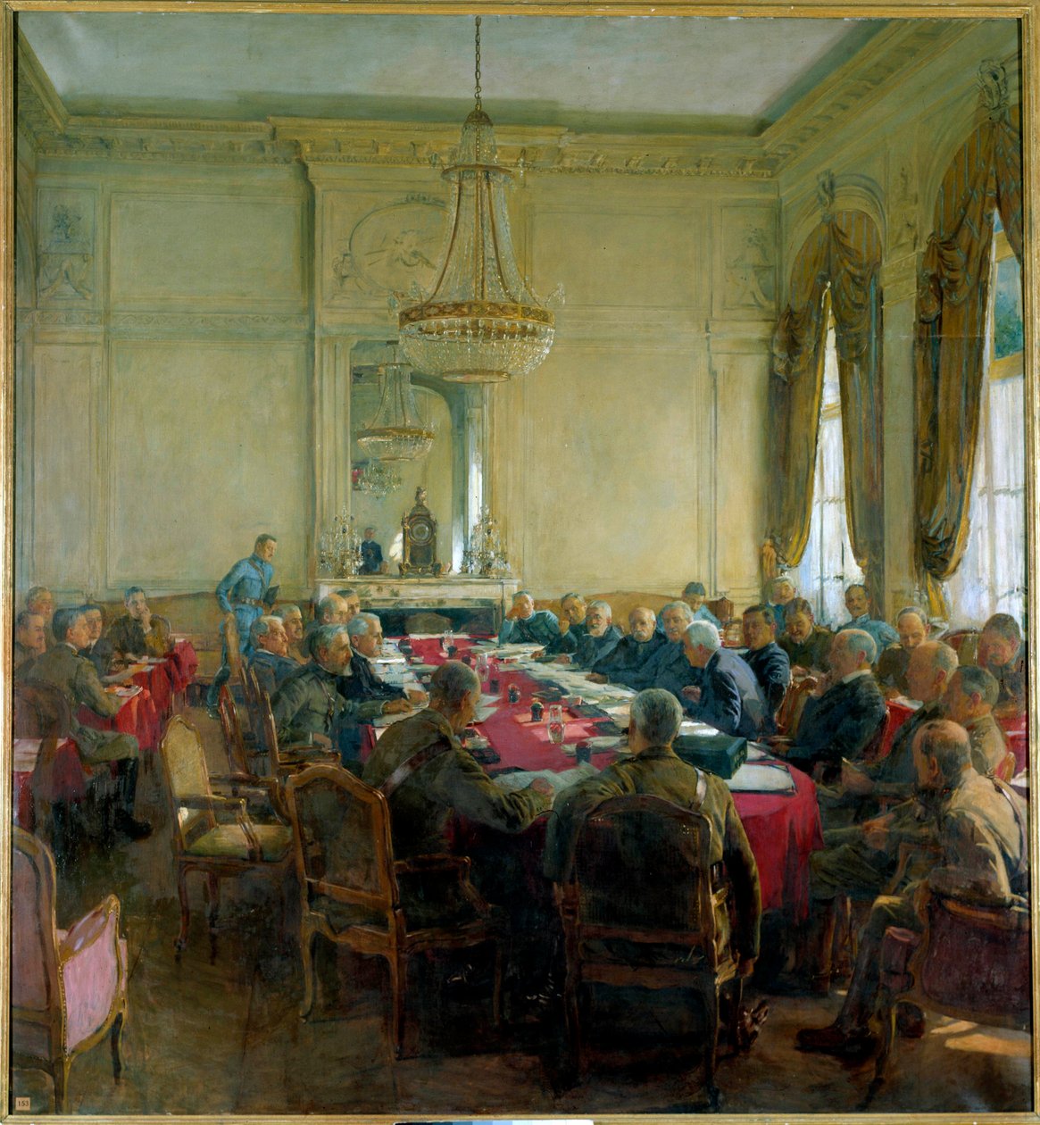 Primeira Guerra Mundial (1914-1918): "Uma reunião do Conselho Superior no Palácio Trianon, em Versalhes, em Julho de 1918" de Herbert Arnould Olivier