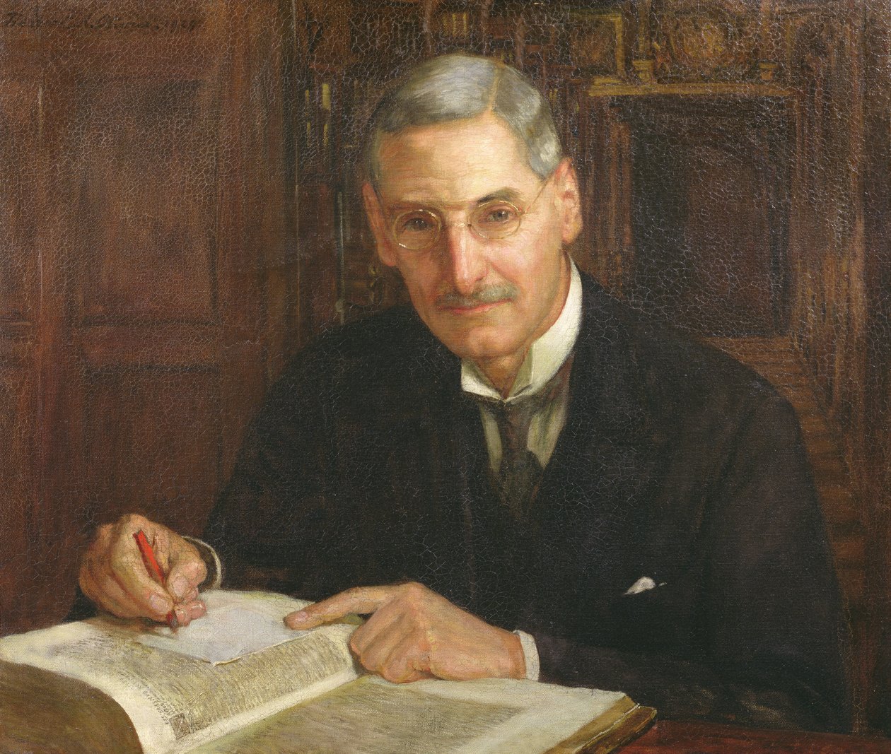 Retrato de Percy Stafford Allen (1869-1933) Presidente do Corpus Christi College, Oxford e Erasmian scholar de Herbert Arnould Olivier