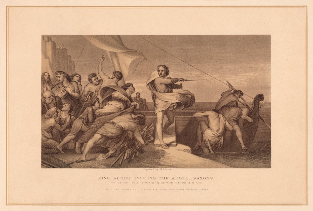 Rei Alfred Incitando os Anglo Saxões, 1878 de Herbert Bourne